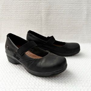 Keen Mora Black Leather Mary Jane Wedge Dress Casual Heels Shoes 39 EU 8.5 US